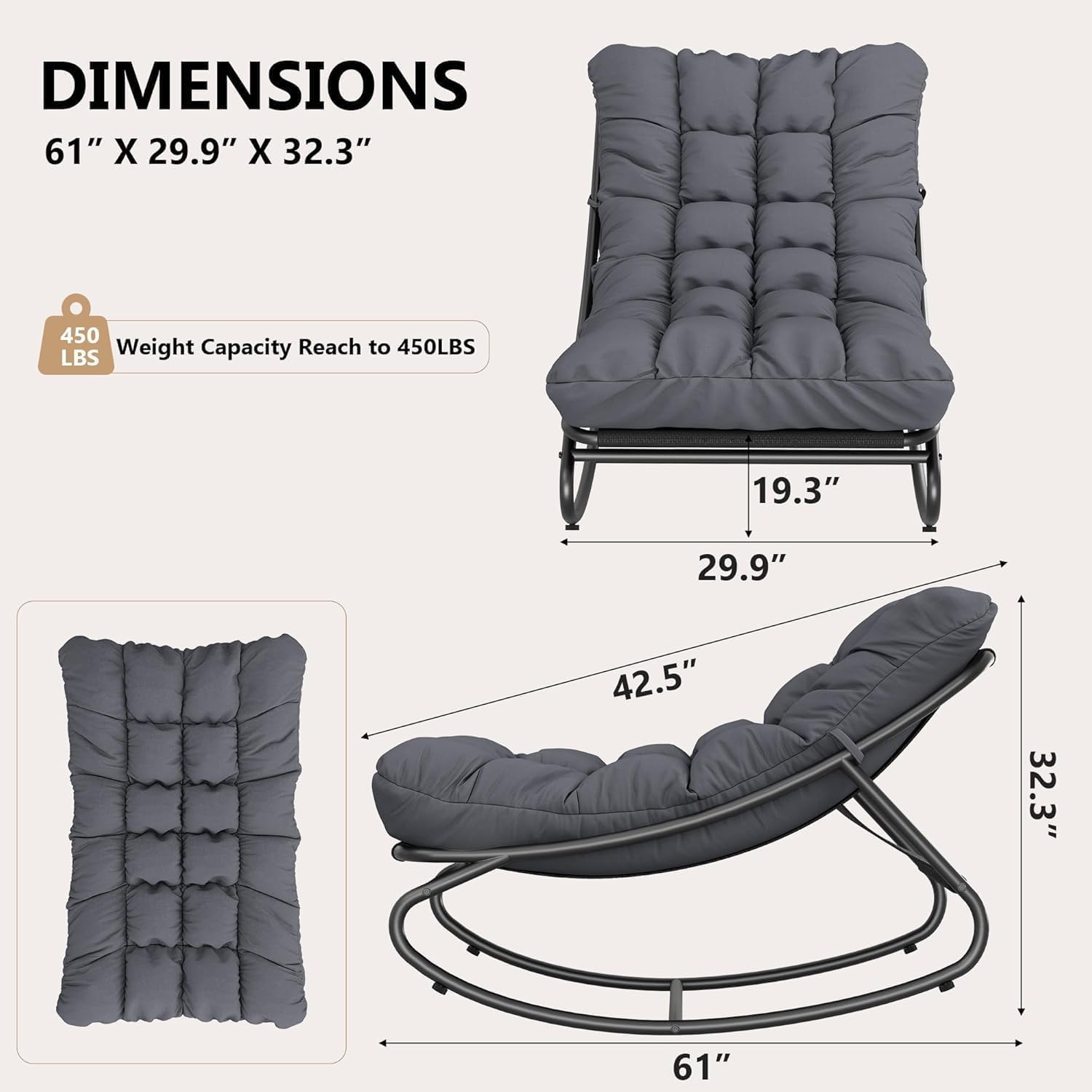 Oversized Papasan Patio Rockin - Outdoor Furniture Metal Chairs 评论和价格