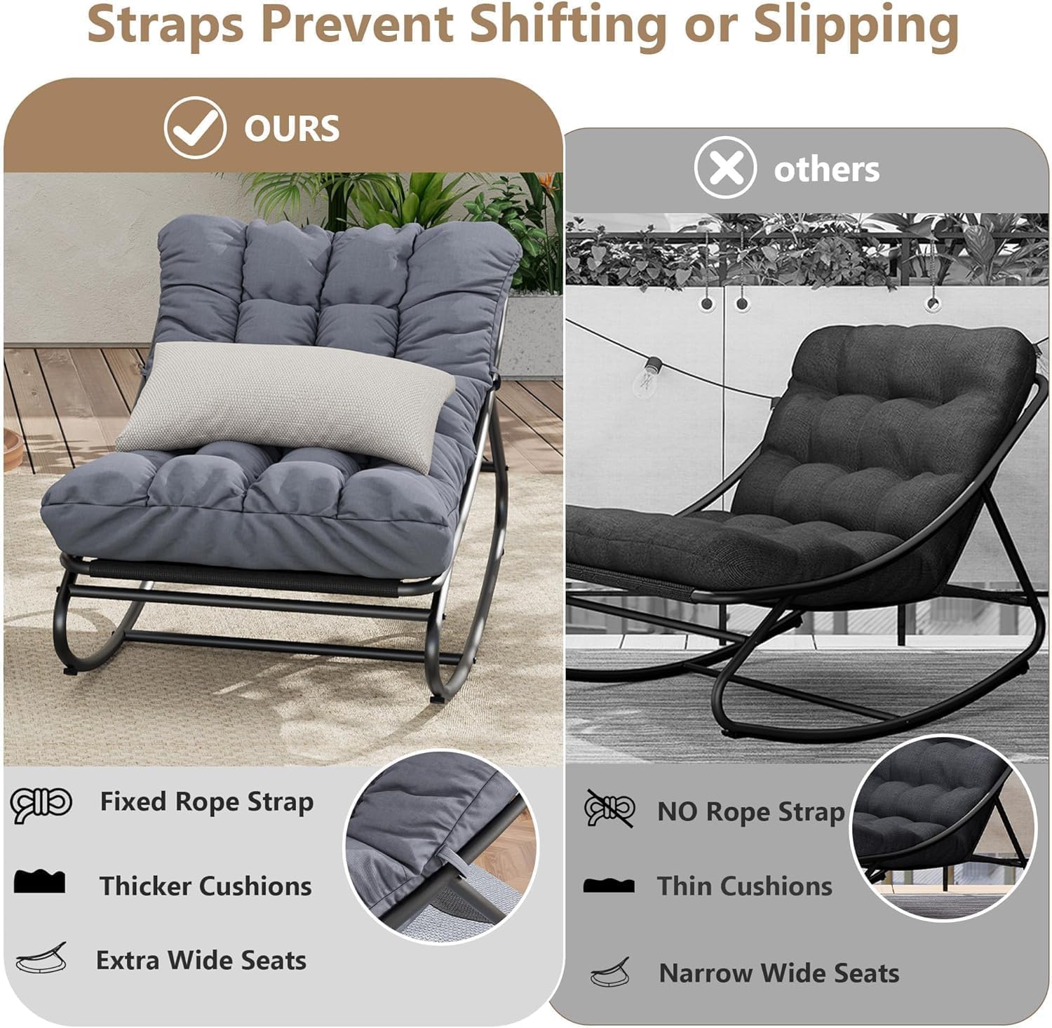 Oversized Papasan Patio Rockin - Outdoor Furniture Metal Chairs 评论和价格