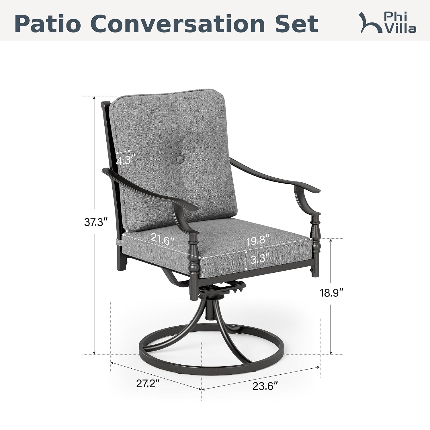 Swivel Patio Chairs 2PCS, Meta - Outdoor Furniture Metal Chairs 评论和价格