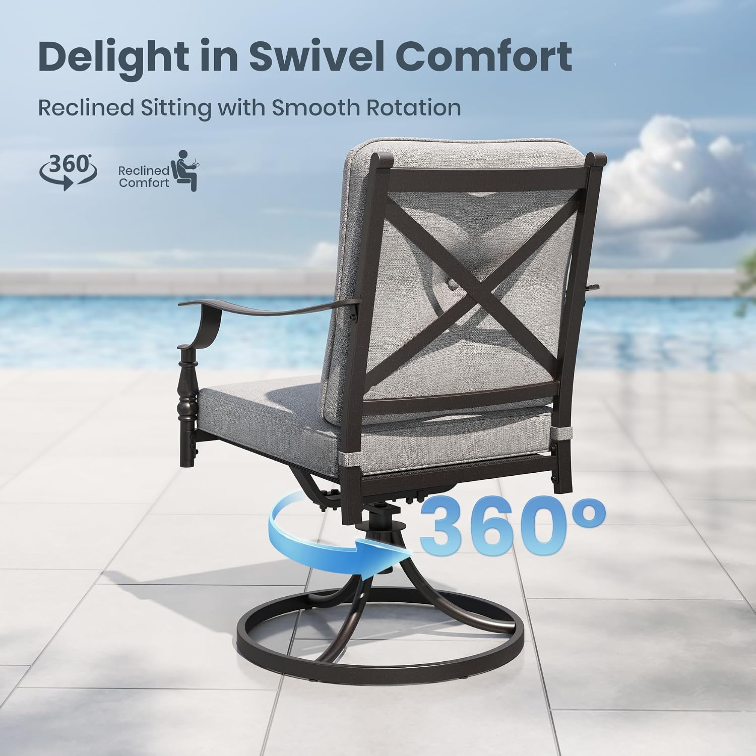 Swivel Patio Chairs 2PCS, Meta - Outdoor Furniture Metal Chairs 评论和价格