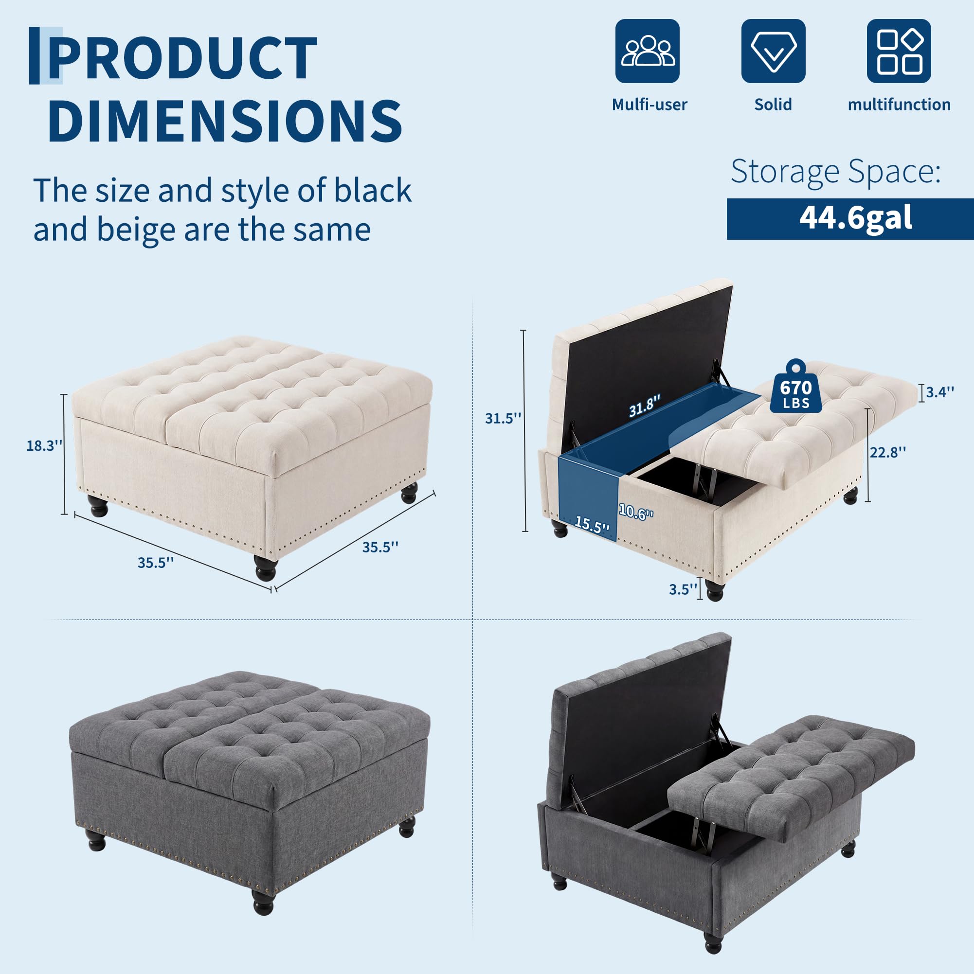 36 Inch Square Lift Top Storag - Outdoor Furniture Wood 评论和价格