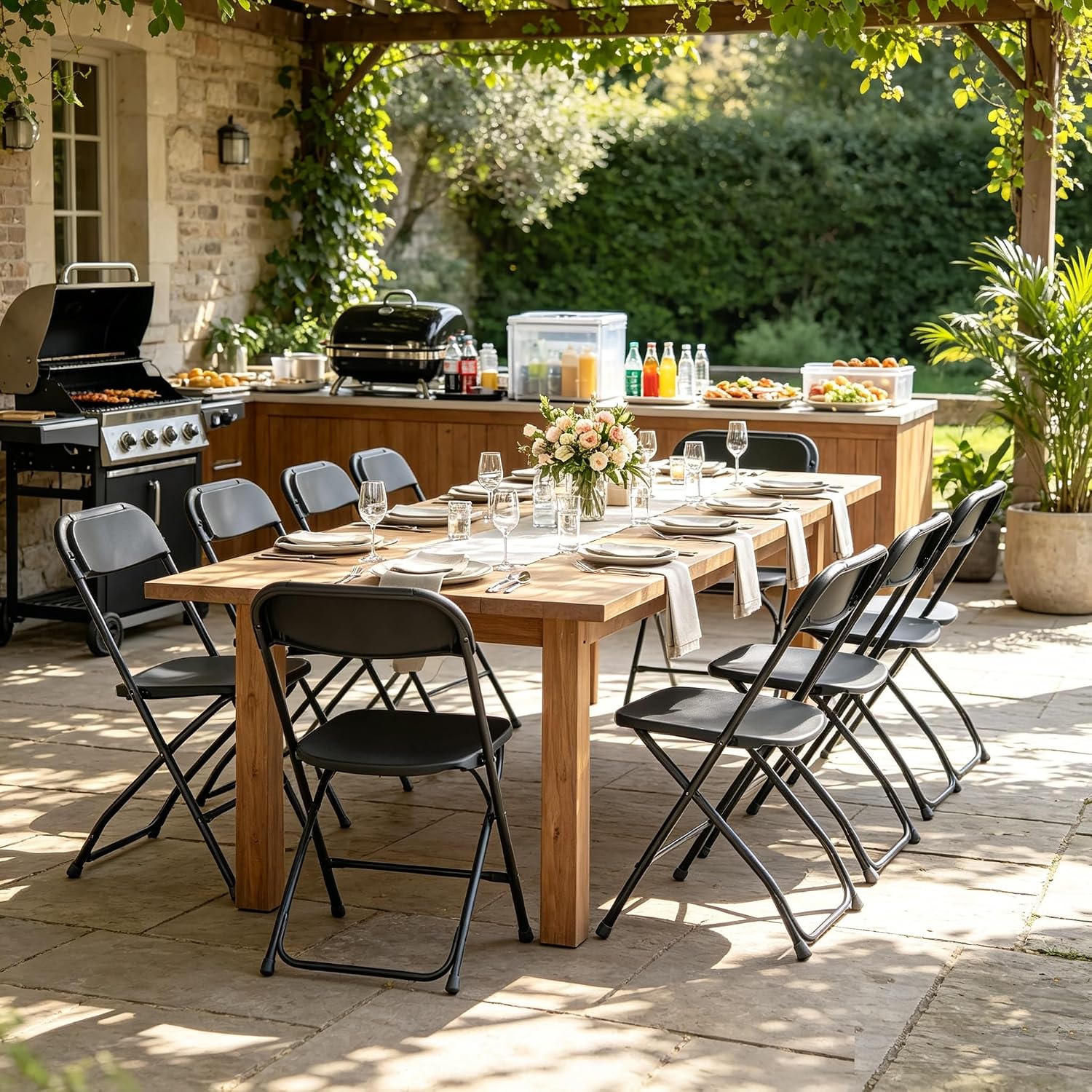 Black Folding Chair Metal Fram - Outdoor Furniture Metal Chairs 评论和价格