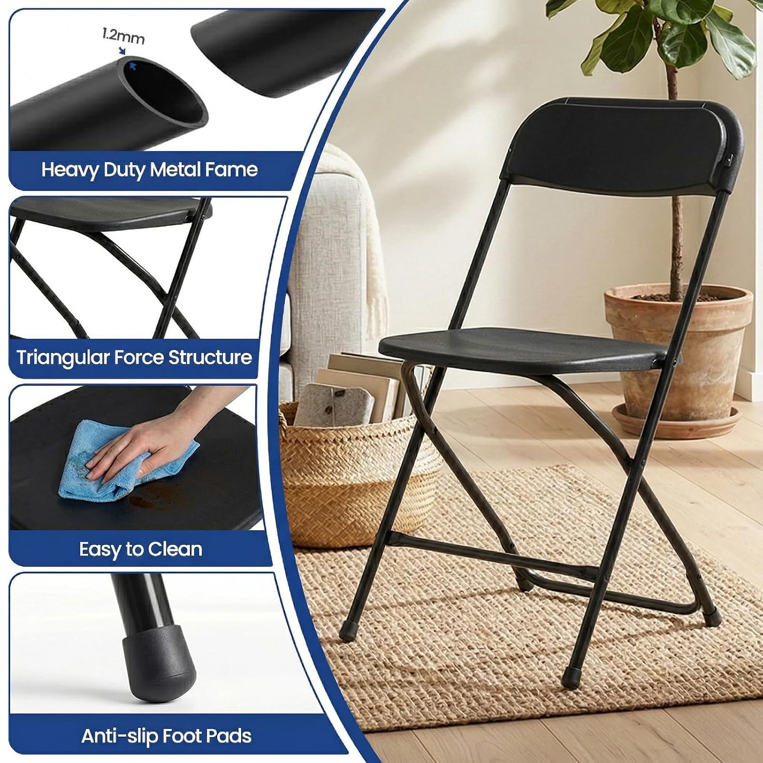 Black Folding Chair Metal Fram - Outdoor Furniture Metal Chairs 评论和价格